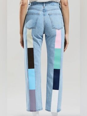 STILL HERE: ORIGINAL RAINBOW TATE JEANS
VINTAGE BLUE PASTEL HAND PAINTED STRIPES